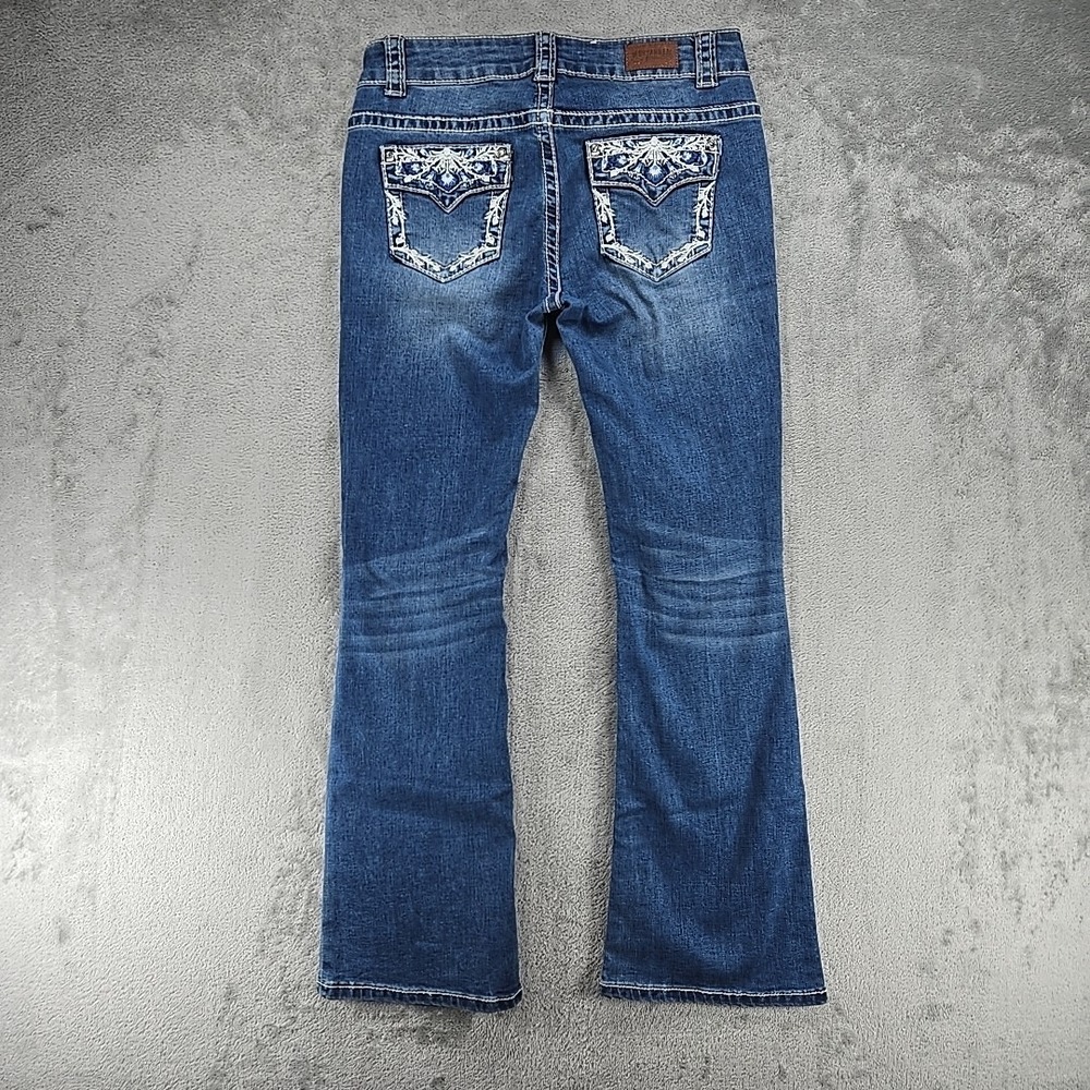 Shyanne Girls Blue Denim Thick Stitch Boot Jean Embroidered Sz 14 (Actual 28x27) - Picture 8 of 9